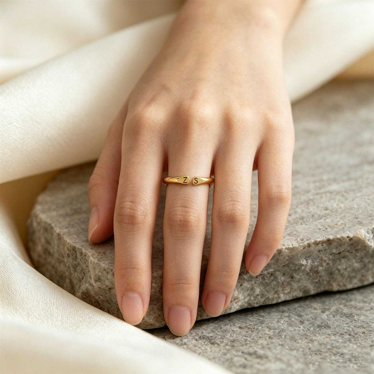 For Love- Custom Two Initial Ring