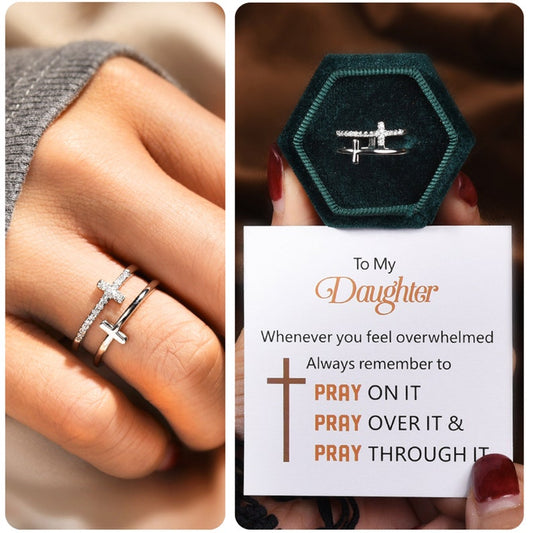 To My Daughter Pray Through It Double Cross Ring