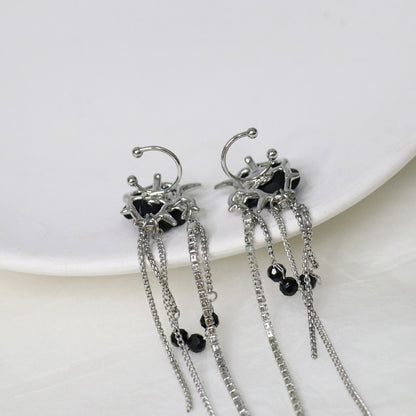 Gothic Rose Tassel Style Zircon Non Pierced Earrings