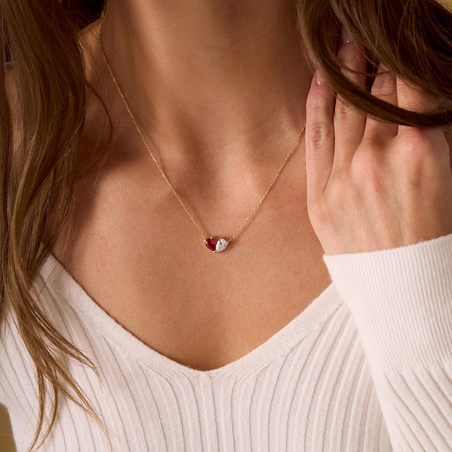 Custom Tiny Heart Birthstone Necklace