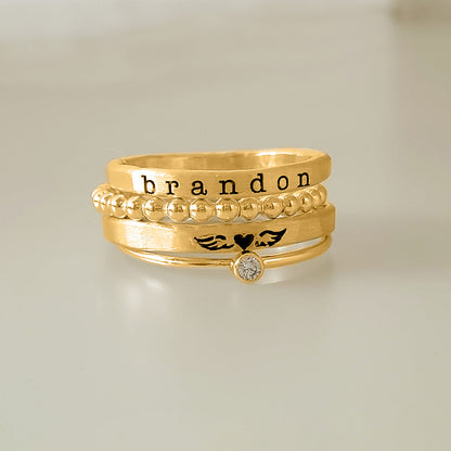 FOR MEMORIAL - S925 I WILL LOVE YOU FOR EVERY SECOND OF MINE CUSTOM NAME WINGS RING
