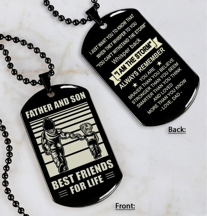 DOUBLE SIDED DOG TAG FATHER AND SON BEST FRIENDS FOR LIFE - MESSAGE ON THE BACK SIDE