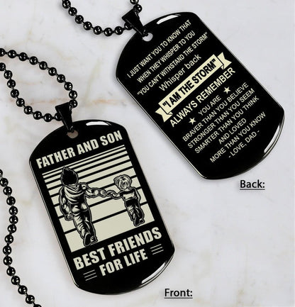 DOUBLE SIDED DOG TAG FATHER AND SON BEST FRIENDS FOR LIFE - MESSAGE ON THE BACK SIDE