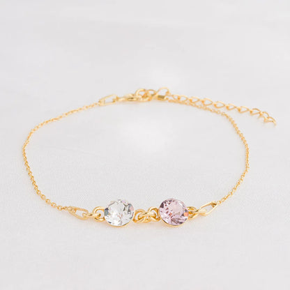 Mother And Daughter Forever Linked Together Custom Birthstones Bracelet