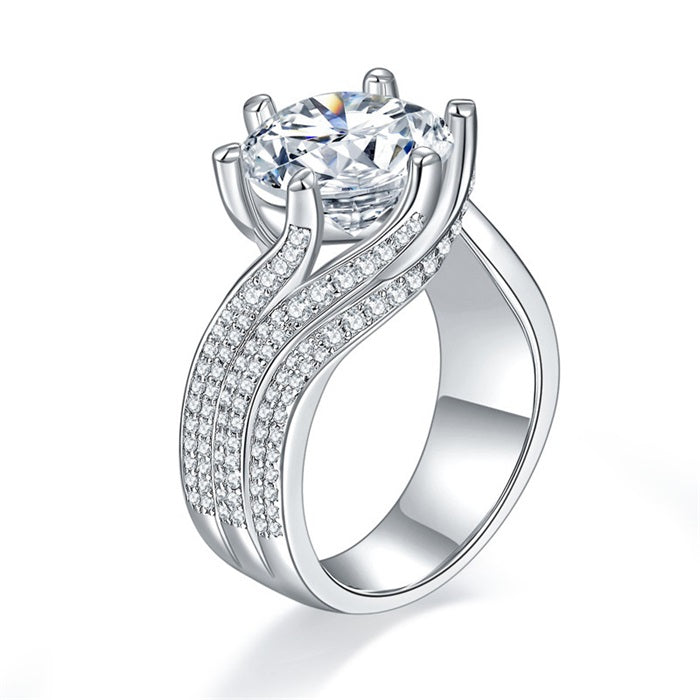 3-Carat Super Sparkling Round Moissanite Ring