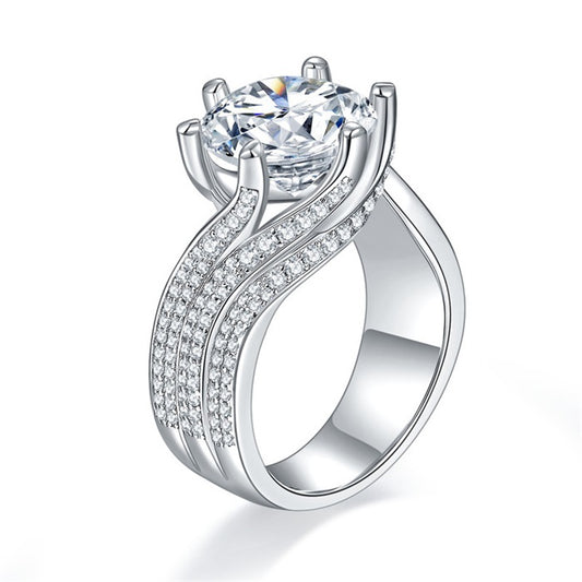 3-Carat Super Sparkling Round Moissanite Ring