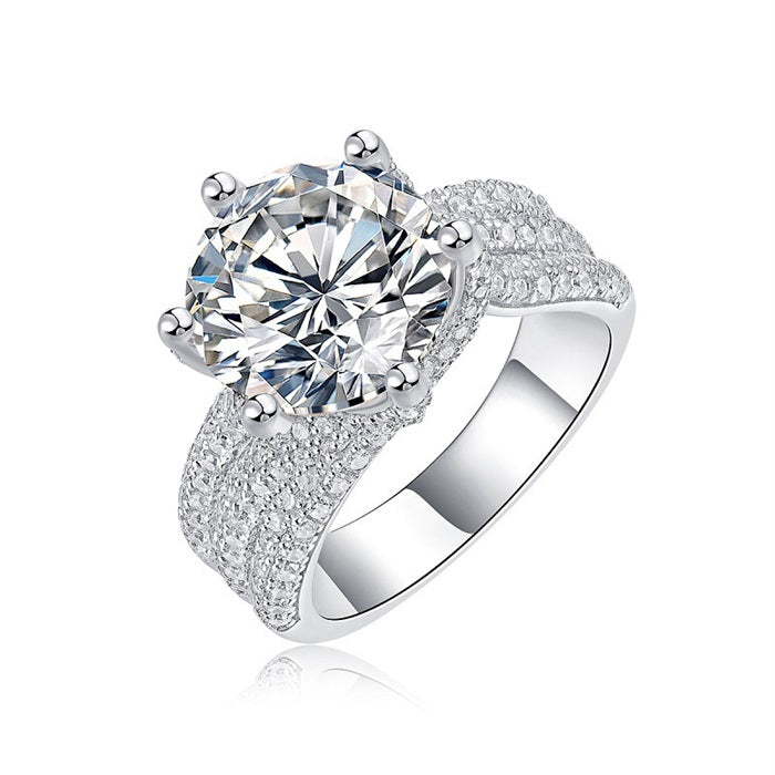 3-Carat Super Sparkling Round Moissanite Ring