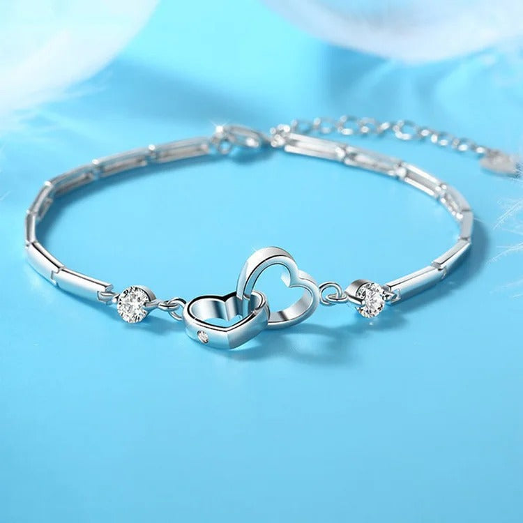 For Love - Distance and Time Will Never Break us Apart Heart to Heart Bracelet