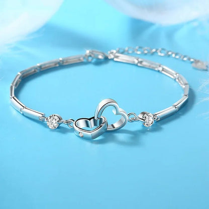 For Love - Distance and Time Will Never Break us Apart Heart to Heart Bracelet