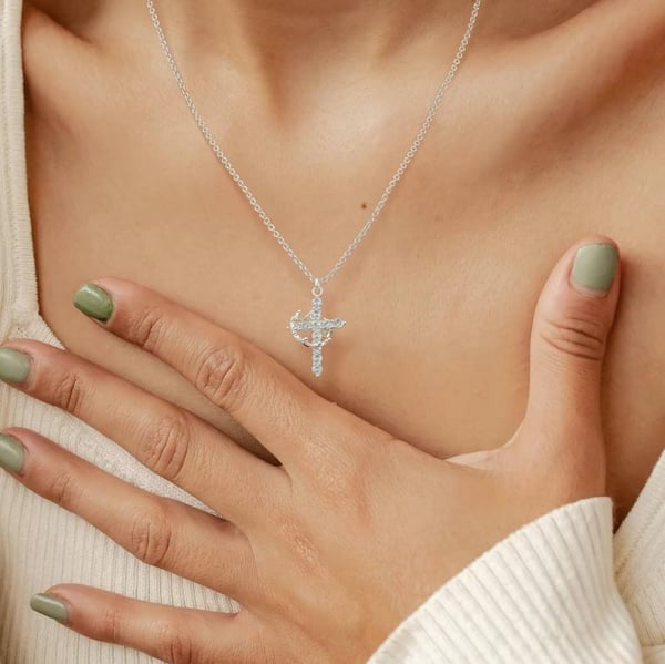 To My Faith - Paved Cross & Crown Necklace