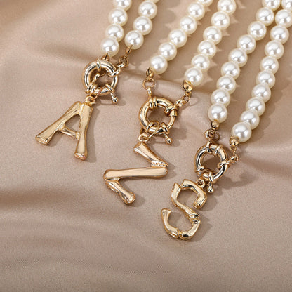 Personal Pearl Necklace Choker Alphabet A-Z