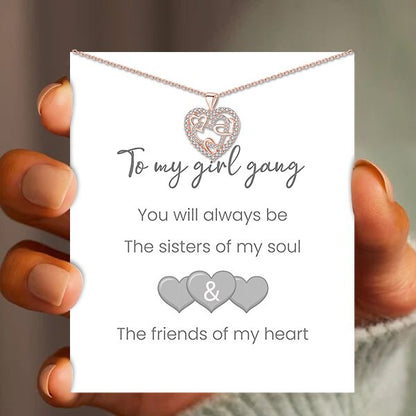 Interlocking Hearts Necklace - 👩‍❤️‍👩'' Sisters of my soul & Friends of my heart''