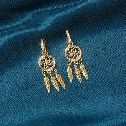 925 STERLING SILVER Dream Catcher Dangle Earrings