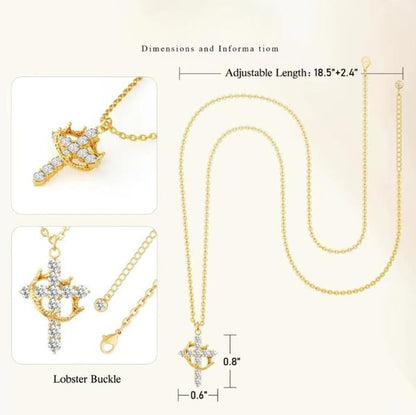 To My Faith - Paved Cross & Crown Necklace
