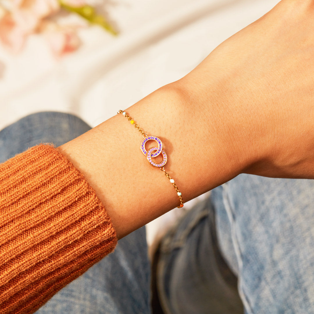 Mother & Daughter Dainty Chain Linking Circles Bracelet - S925 Silver