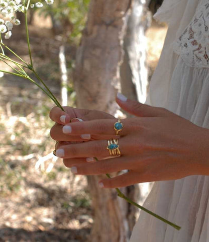 S925 TEARDROP TURQUOISE RING