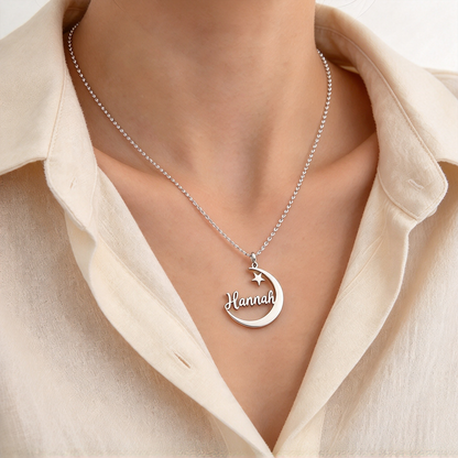 To My Daughter- I Will Always Be Your Moon Custom Name Necklace
