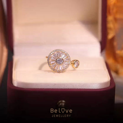 Gold Crystal Anxiety Relief  Spinning Ring