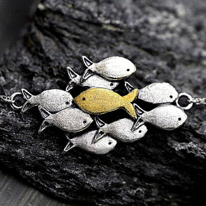 925 Silver Fish Bracelet Fish Necklace Fish Anklet Swimming Upstream  Jewelry Gift