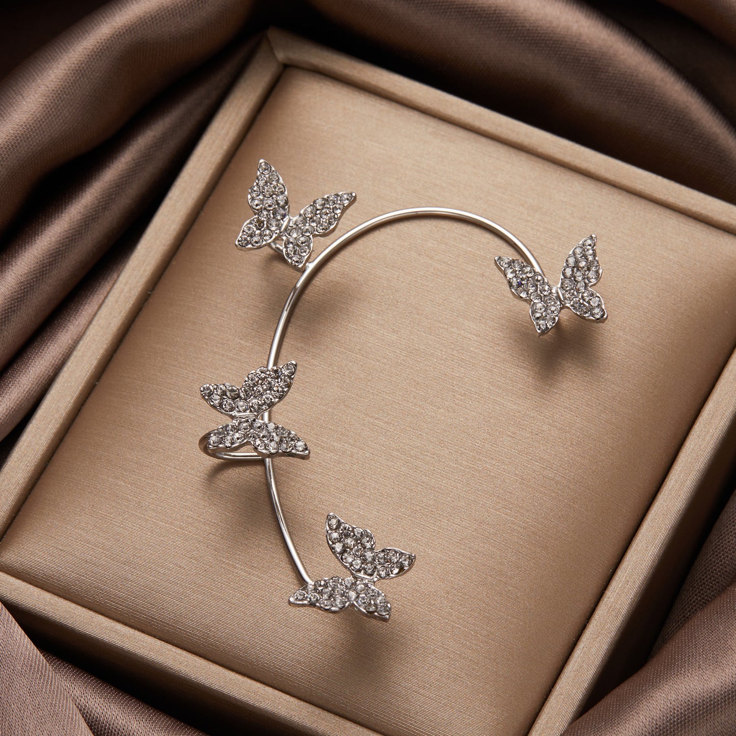 Butterfly Tassel Shiny Zircon Ear Cuffs