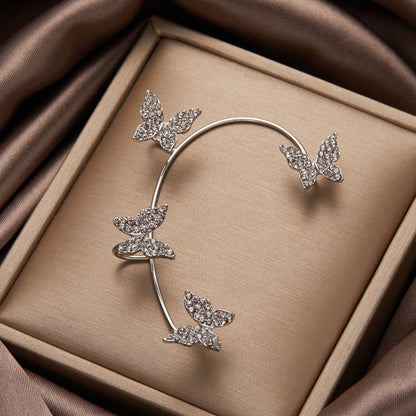 Butterfly Tassel Shiny Zircon Ear Cuffs
