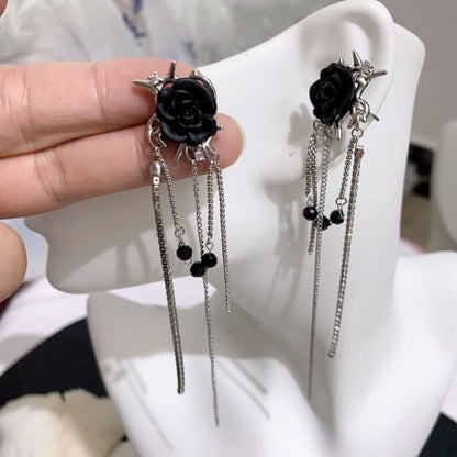 Gothic Rose Tassel Style Zircon Non Pierced Earrings