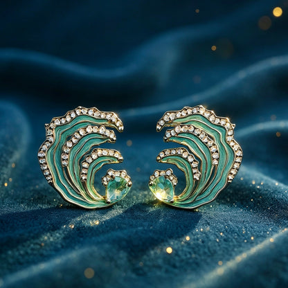 🌊Ocean Wave Inspired Enamel Earrings