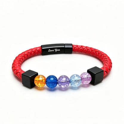 For Love- Personalized Birthstone Leather Bead Bracelet