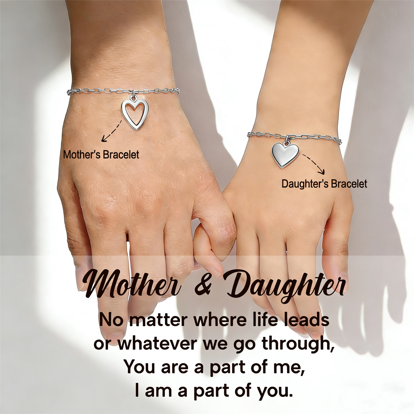 Mother & Daughter Forever Together Heart bracelet