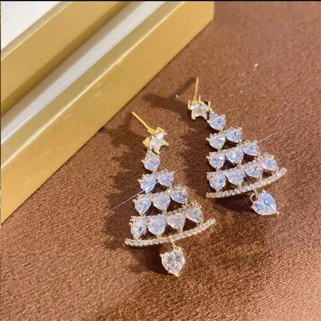 Sparkling Christmas Tree Earrings - Gold🎄
