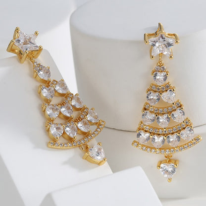 Sparkling Christmas Tree Earrings - Gold🎄