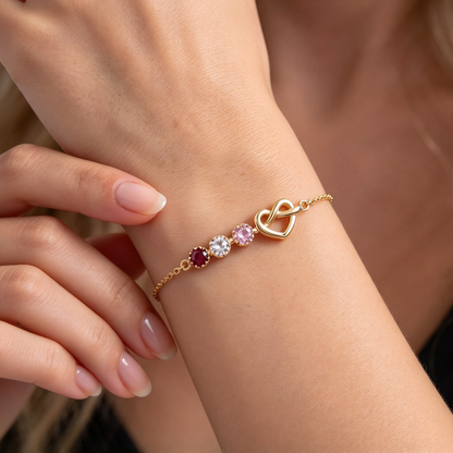 Custom 1–6 Birthstones Love Knot Infinity Birthstone Bracelet