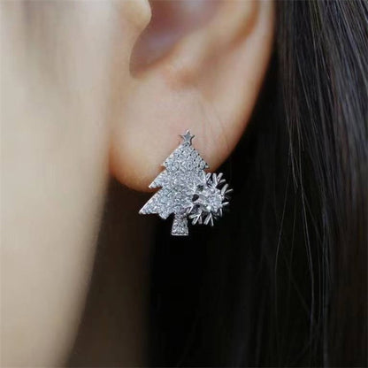 Spinning Snowflakes Christmas Tree Earrings -Silver🎄