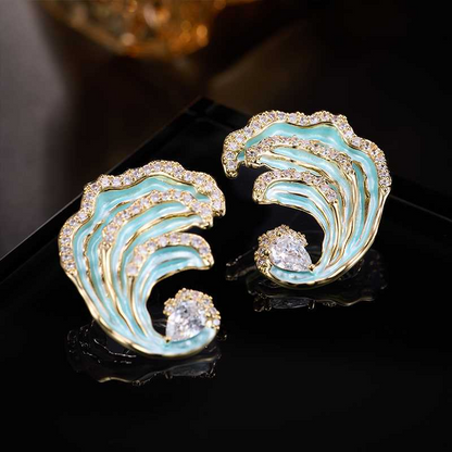 🌊Ocean Wave Inspired Enamel Earrings