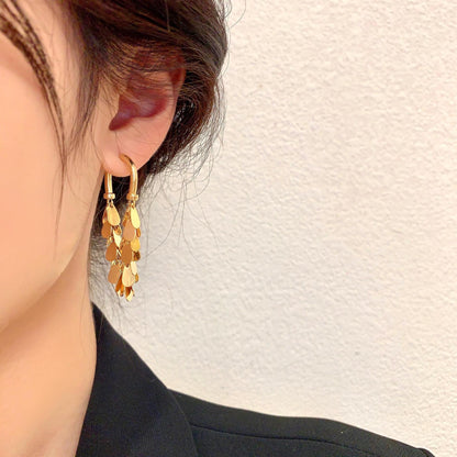- Metal Sequin Tassel Earrings