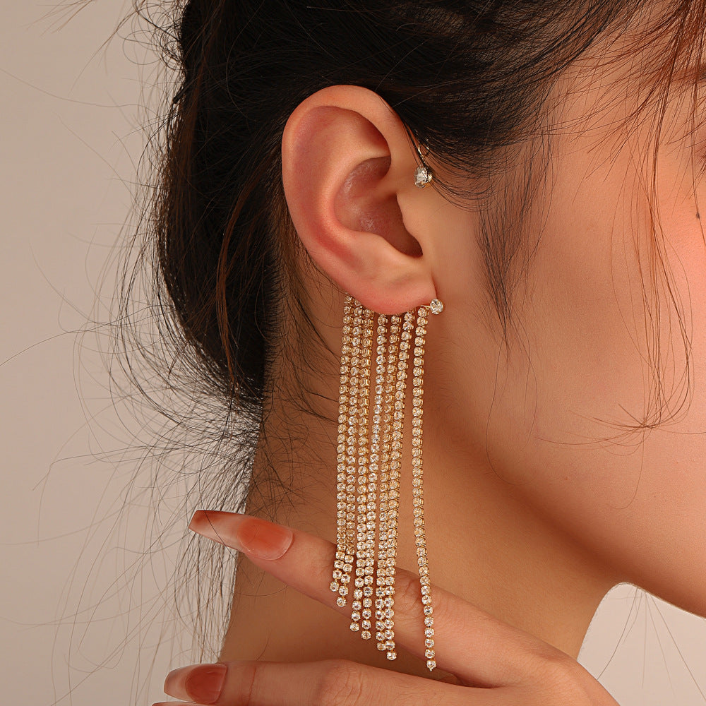 Butterfly Tassel Shiny Zircon Ear Cuffs