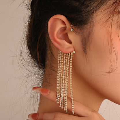 Butterfly Tassel Shiny Zircon Ear Cuffs