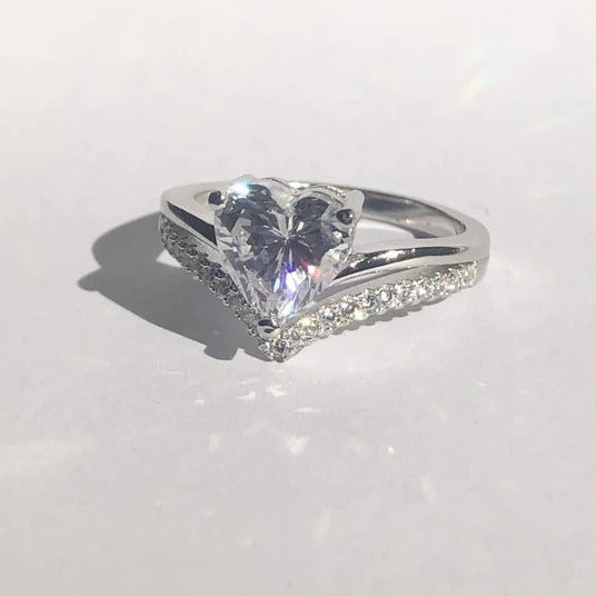 Heart Shaped Moissanite "AMOR" Ring