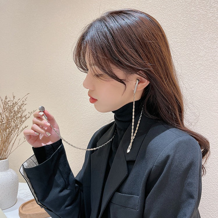 Shiny Zircon Slightly Inlaid Earphone Necklace