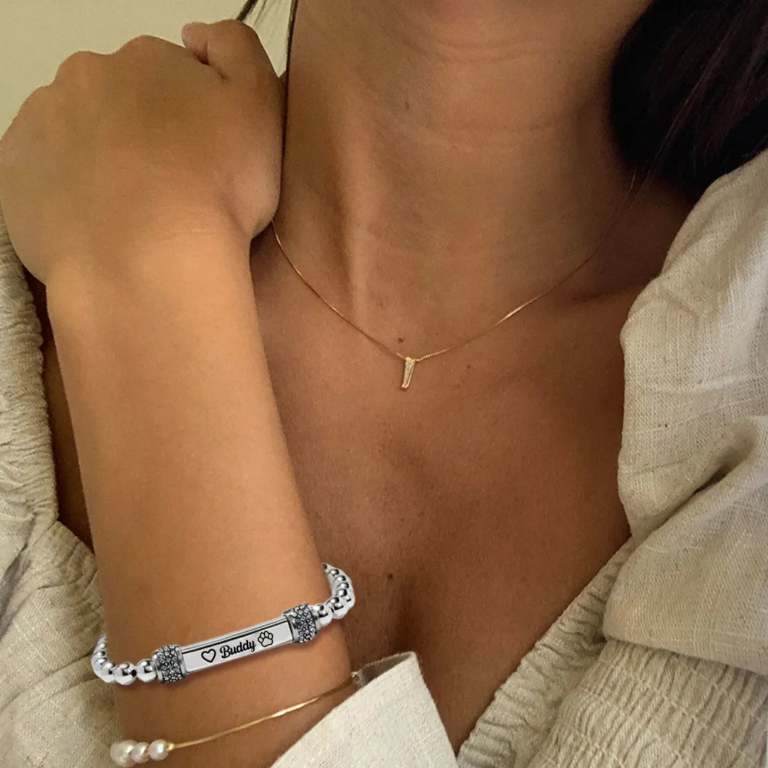 FOR MEMORIAL - My Four-legged Angel is Always Near By Custom Name Bead Bracelet
