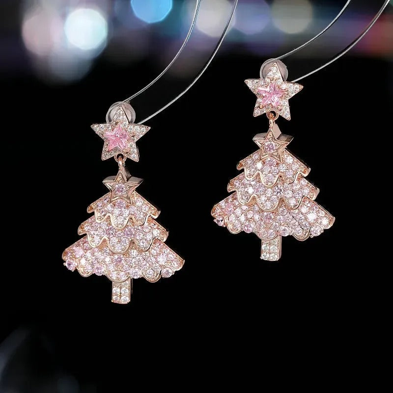 Colorful Shiny Christams Tree Earrings