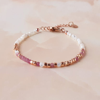 'F*ck Cancer' Pink Tourmaline Morse Code Breast Cancer Bracelet