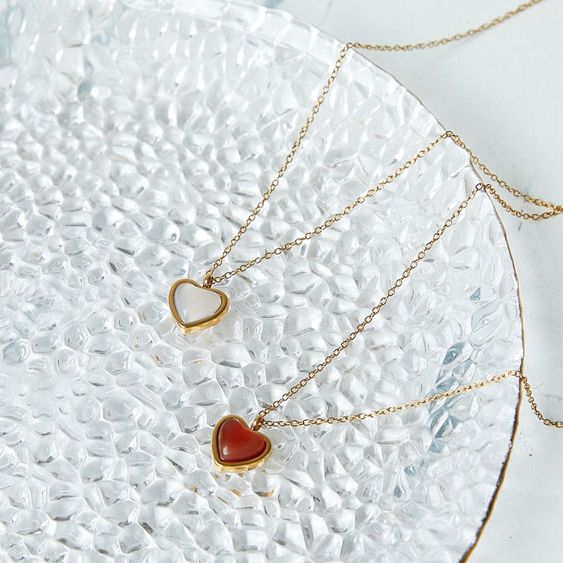 Carnelian Stone Heart Necklace