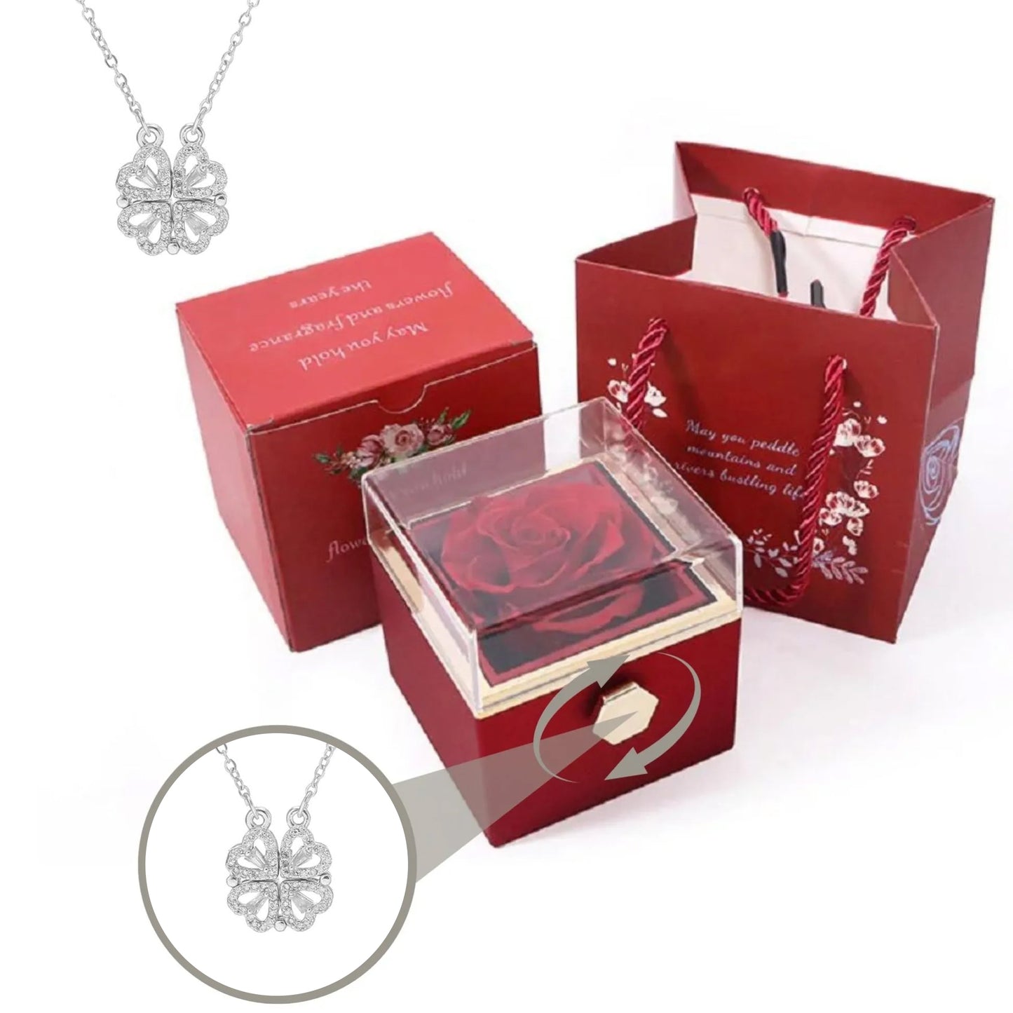 Lucky Four Leaf Clover Heart Necklace