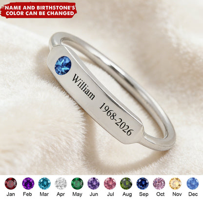FOR MEMORIAL - CUSTOM NAME & BIRTHSTONE RING