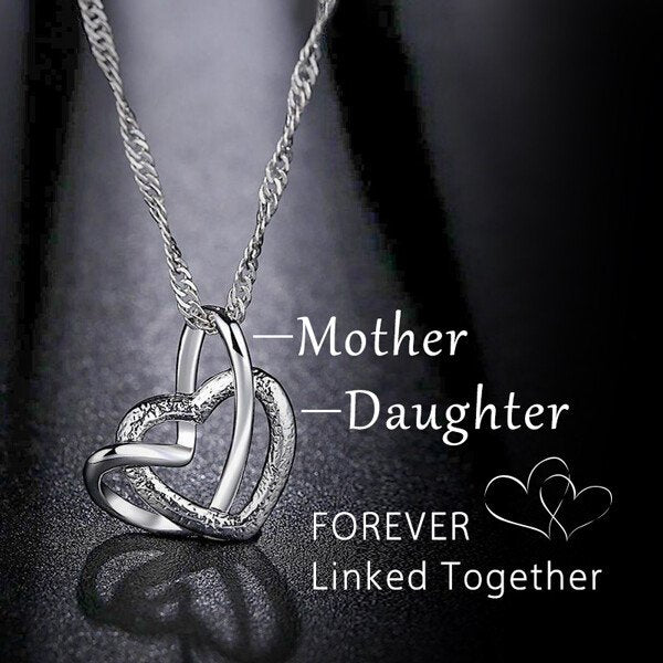 Interlocking Heart Necklace-Mother & Daughter 👩👧 Forever Linked Together