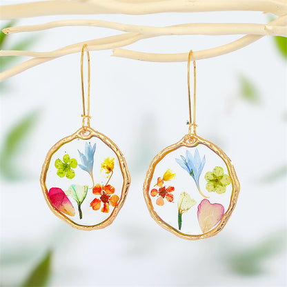 Irregular Circle Dried Flower Earrings