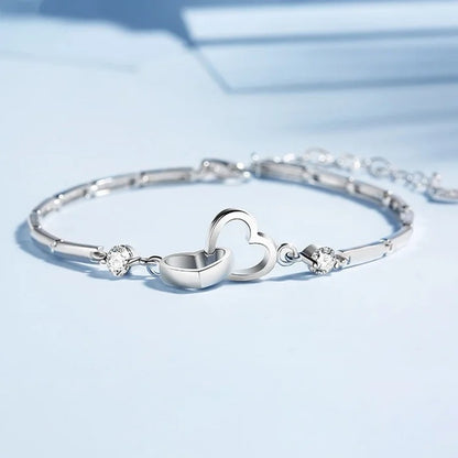 For Love - Distance and Time Will Never Break us Apart Heart to Heart Bracelet