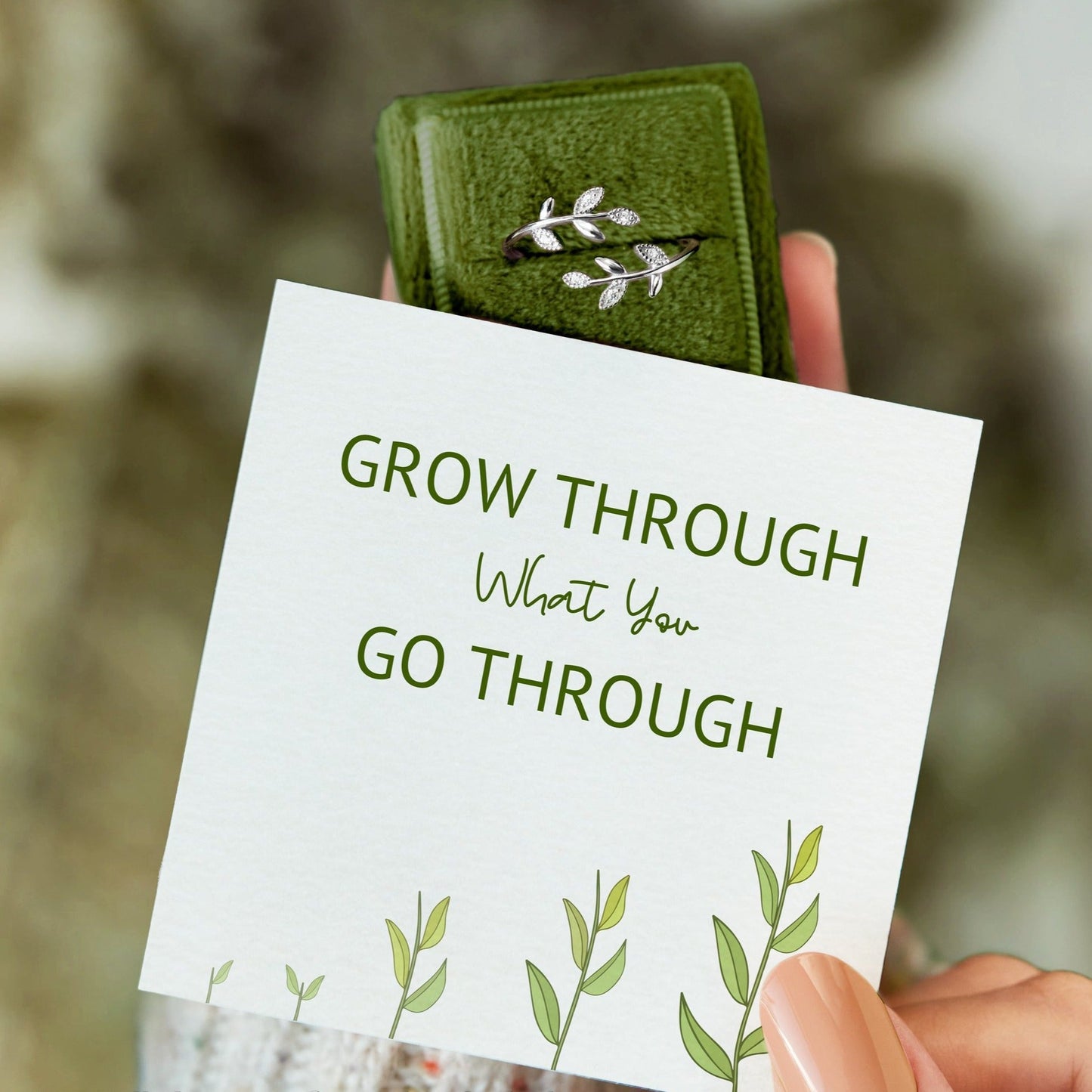 Grow Through What You Go Through Leaf Rings S925