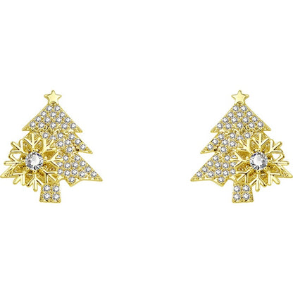 Spinning Snowflakes Christmas Tree Earrings -Gold🎄